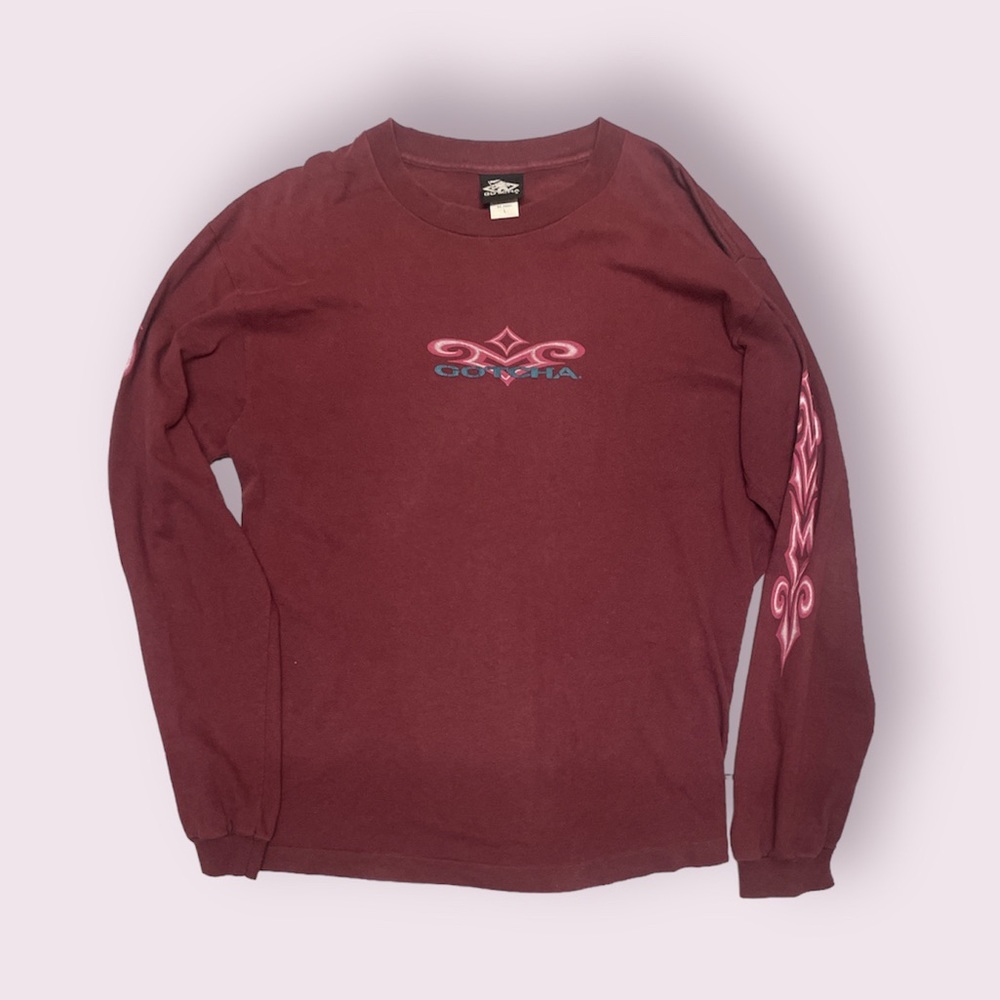 vintage 90s Gotcha brand maroon long sleeve